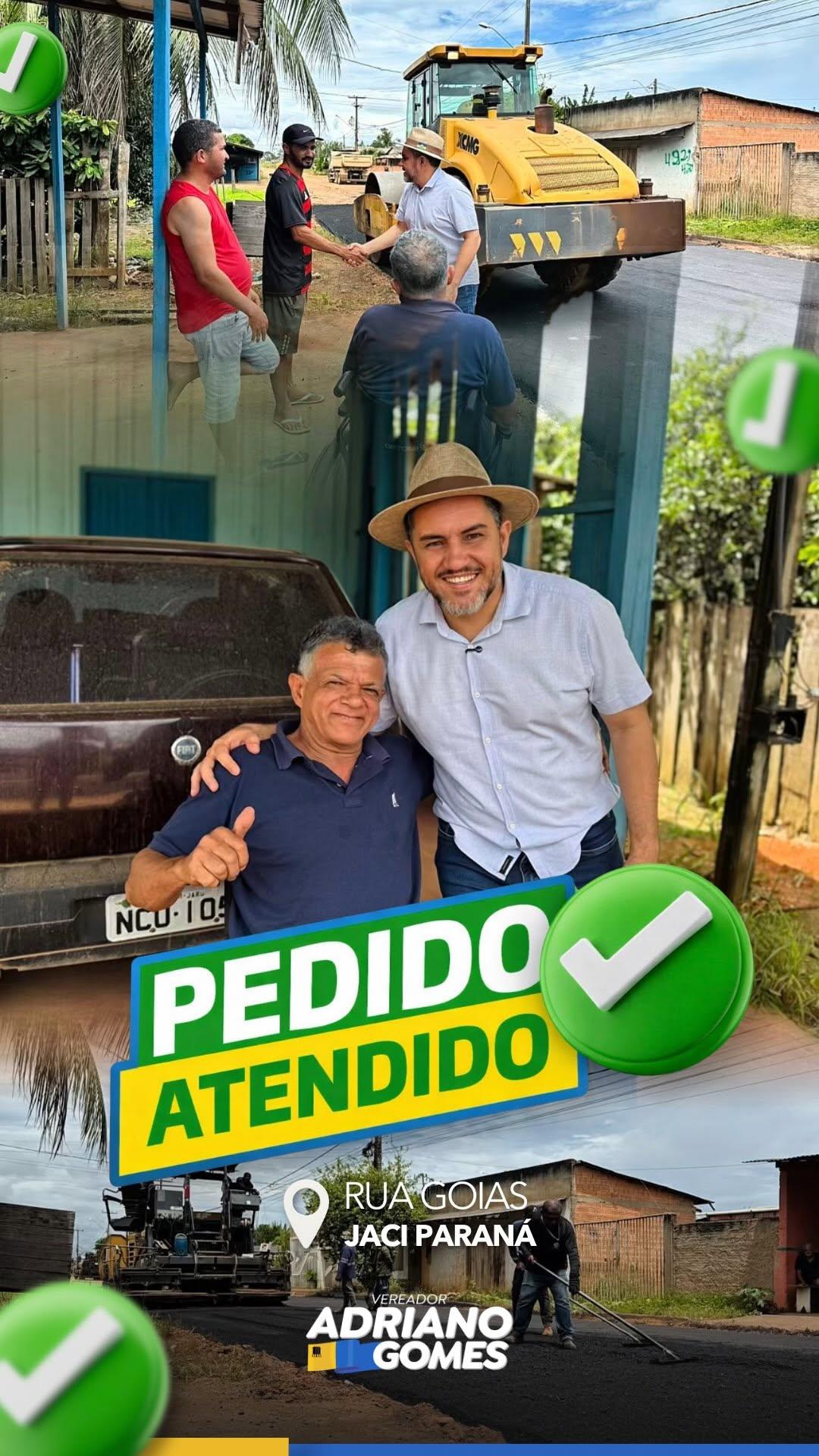 Vereador Adriano Gomes celebra atendimento de demanda em Jaci Paraná